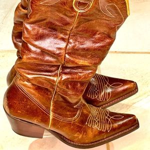 Leather cowboy boots